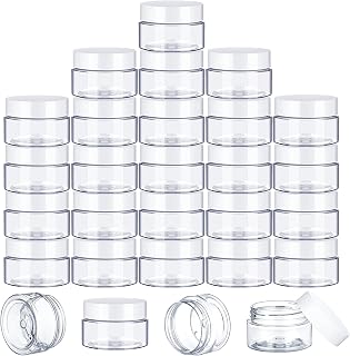 100 Pcs Plastic Jars with Lids Small Clear Containers with Lids Wide Mouth Small Plastic Containers for Lotion, Cream, Rhinestones, Body Butters, Scrub, Acrylic Paint, Travel Storage, Cosmetics (2 oz)