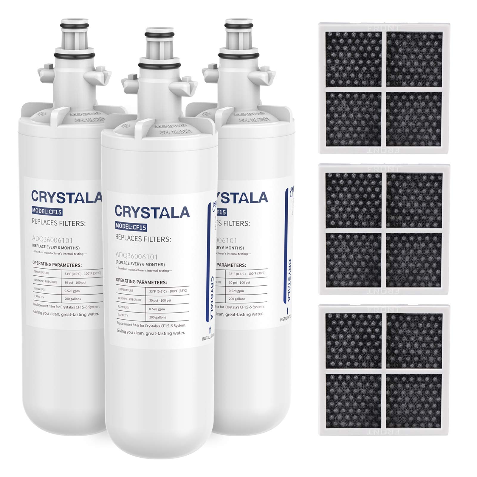Crystala FiltersLT700P LG Fridge Water Compatible with ADQ36006101, ADQ36006102, LT700P, KENMORE 469690,9690, LFX31945ST, LFX31925ST, WSL-3, WLF-01, RWF1200A
