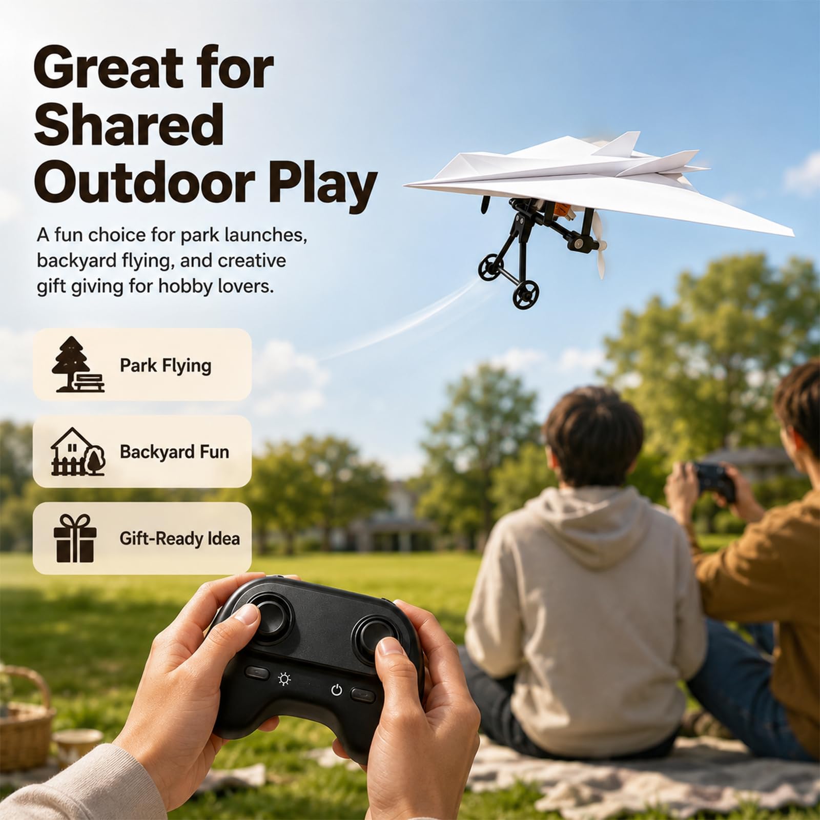Genérico RC Paper Airplane Kit with Gyro Stabilizer, Remote Control Airplane, DIY RC Airplanes Kit, Foldable Lightweight Glider Tool for Hobbyists and Beginner Flyers (Three Batteries)
