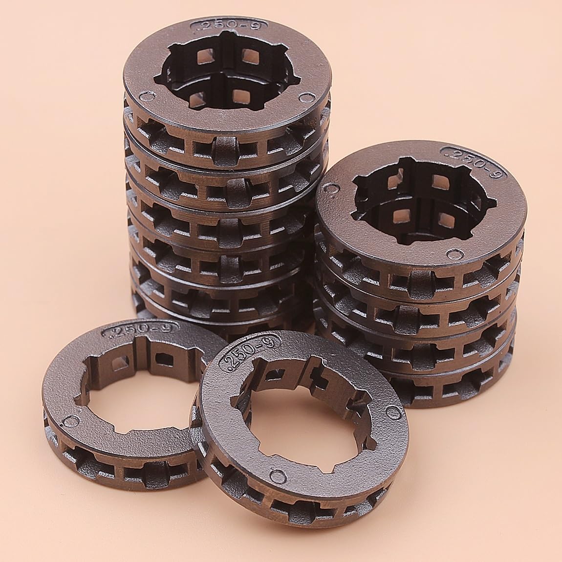 Llanta de piñón de transmisión de cadena de 9 dientes, 12 Uds., 250 ", for 40 45 49 50 51 55 154 254 257 for Jonsered 490 590 450 Small 7 Spline