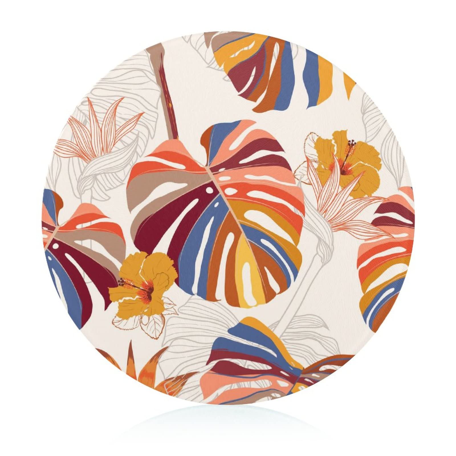 Planche en verre trempé antidérapant 20 cm avec motif feuilles colorées