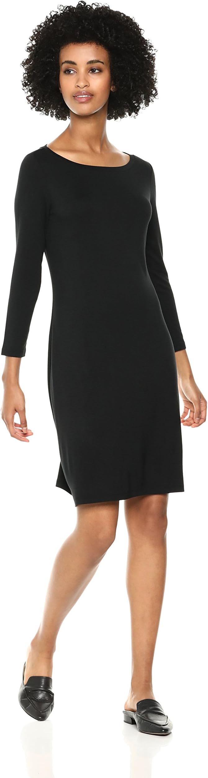 Amazon Brand - Daily Ritual Women's Jersey 3/4-Sleeve Bateau-Neck T-Shirt Dress