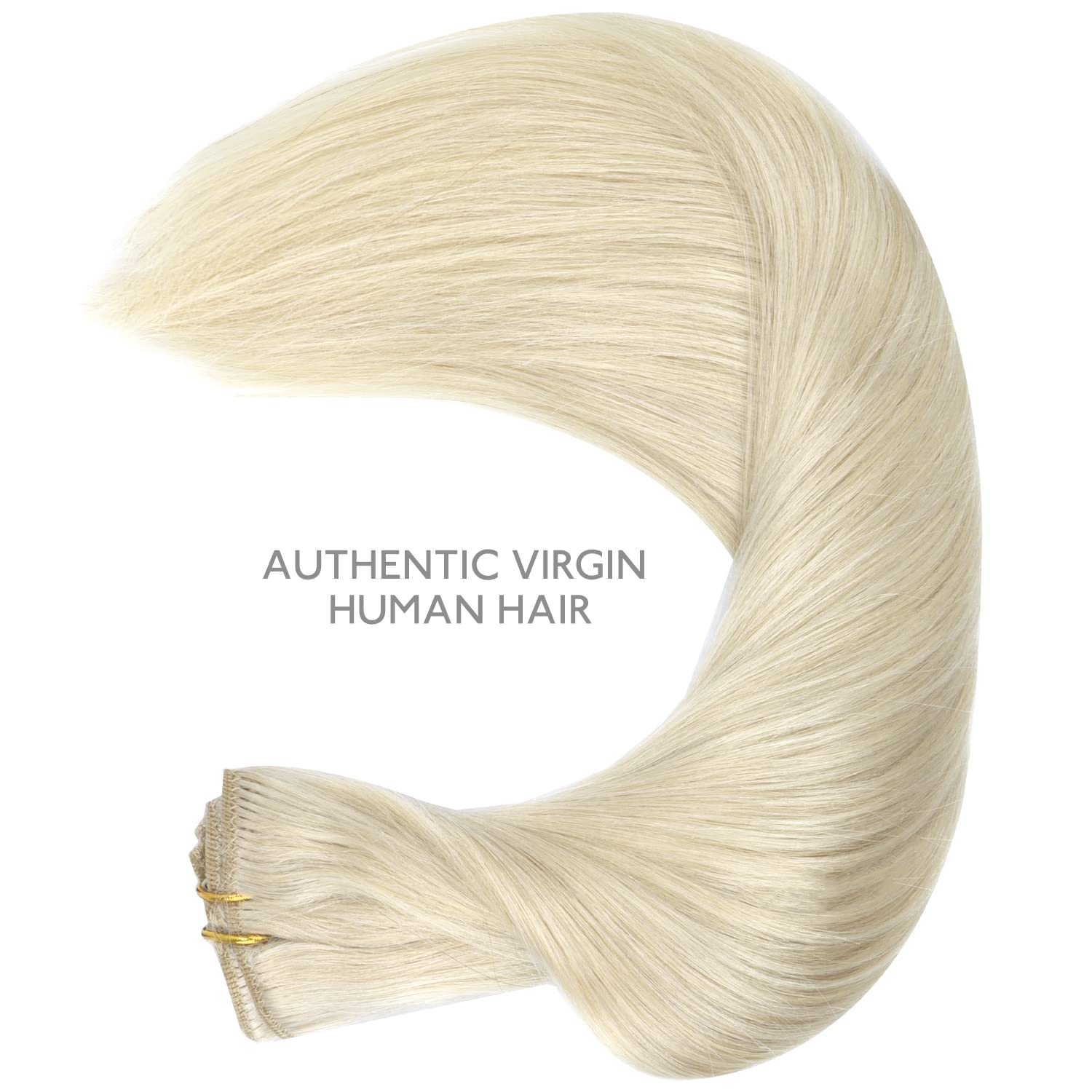 WENNALIFE Przedłużenia z naturalnych włosów z klipsem, włosy ludzkie Remy, 35 cm, 75 g, 5 szt., platynowy blond