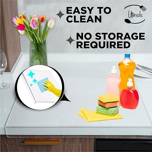 Miniatura 7 de Tabla de cortar acrílica de 2 piezas, tabla de cortar acrílica con borde de mostrador, tabla de cortar transparente para encimera, tablas de cortar