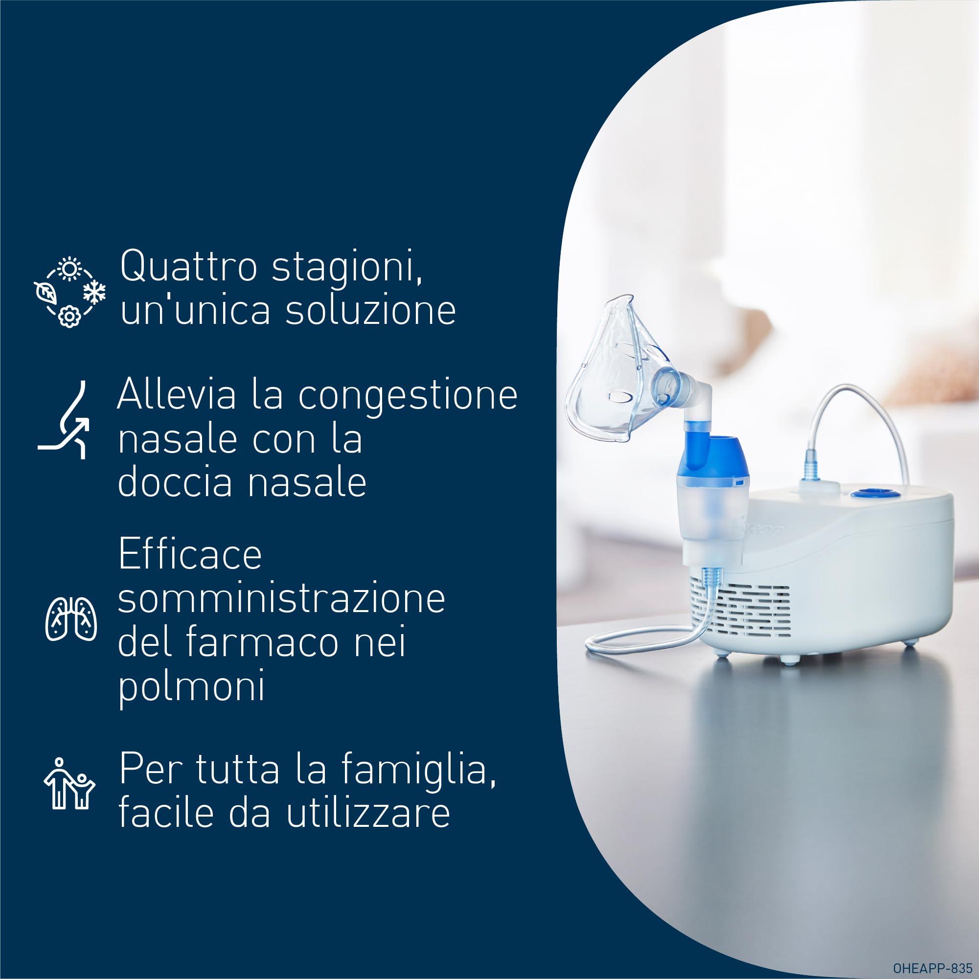 OMRON X102 Total Macchina aerosol adulti e Aerosol bambini con doccia nasale – trattamento efficace delle vie respiratorie per tutto l’anno