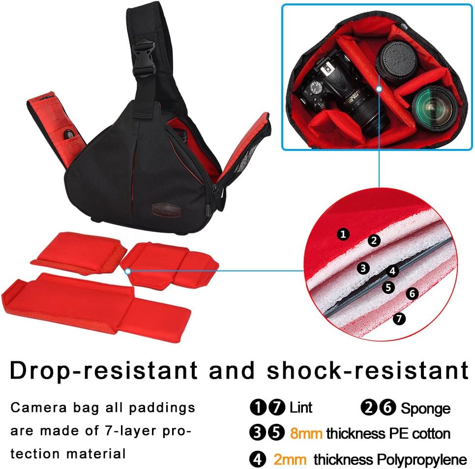 CADeN Camera Sling Backpack Bag with Rain Cover Compatible for DSLR and Mirrorless Cameras (Canon Nikon Sony Pentax)