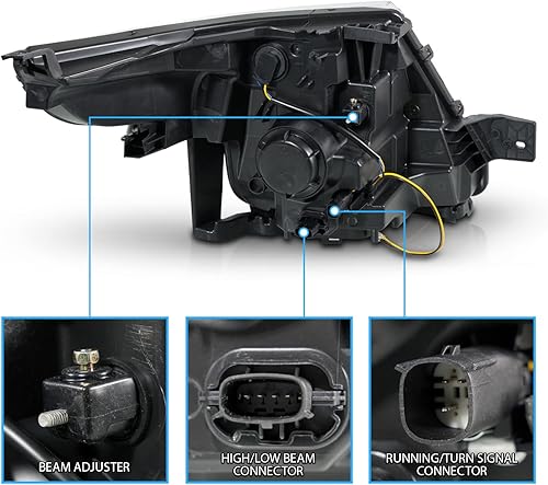 Miniatura 5 de AmeriLite Para Ford Explorer 2011-2015 - Proyector de señal de tubo LED cromado de repuesto para faros delanteros - lado del conductor y del pasajero