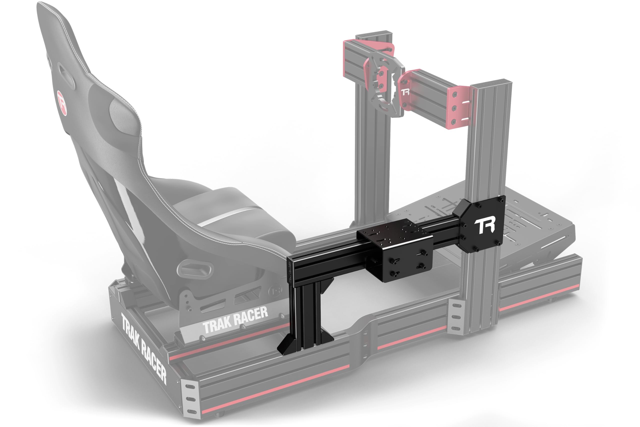Trak Racer TR Gen 2 Schalthebelhalterung und seitliche Chassishalterung mit TR-Stützplatte Schwarz, für TR120, TR80 LITE, Flughalterungen, Sim Rigs, Add-Ons