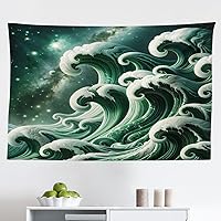 Vista 156 de Ambesonne Tapiz de naturaleza, silueta de oso salvaje en el bosque de la selva en la noche oscura, ilustración para colgar en la pared para Verde