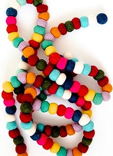 Colorful Felt Ball Pom Pom Garland | 9 Ft | Spring, Easter, Birthday, Ch...