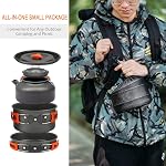 Overmont Camping Cookware Mess Kit, Portable Camping Cooking Set for Backpacking, Outdoor Hiking and Picnic Pot Pan Kettle Bowl Plate