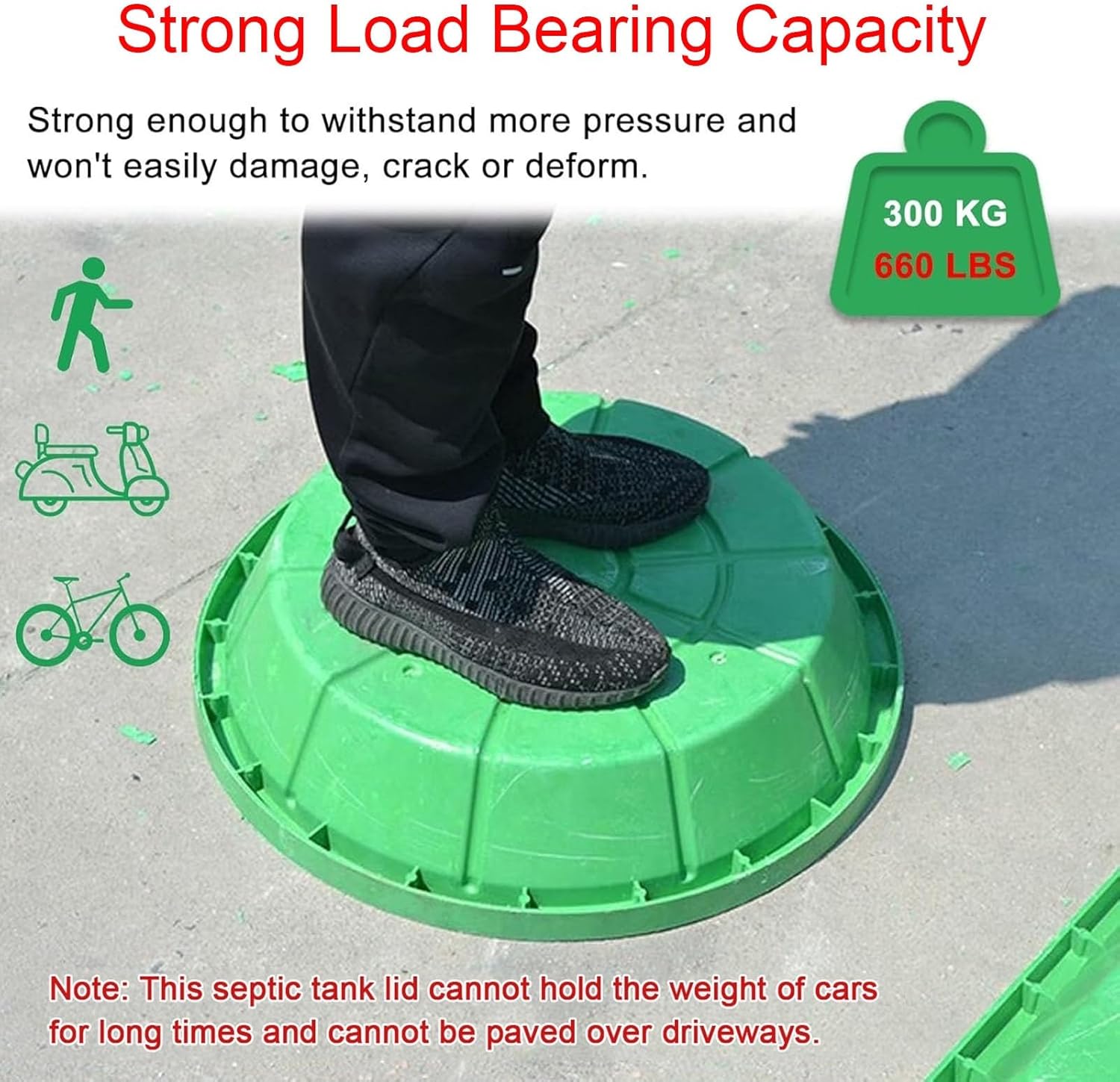 Round Embedded Septic Tank Lid with Pull Hole Garden Lawn Manhole Frame 31 29 25 21 19 15 Inch Diameter SMC Resin Planting Grass Pot Well Cover