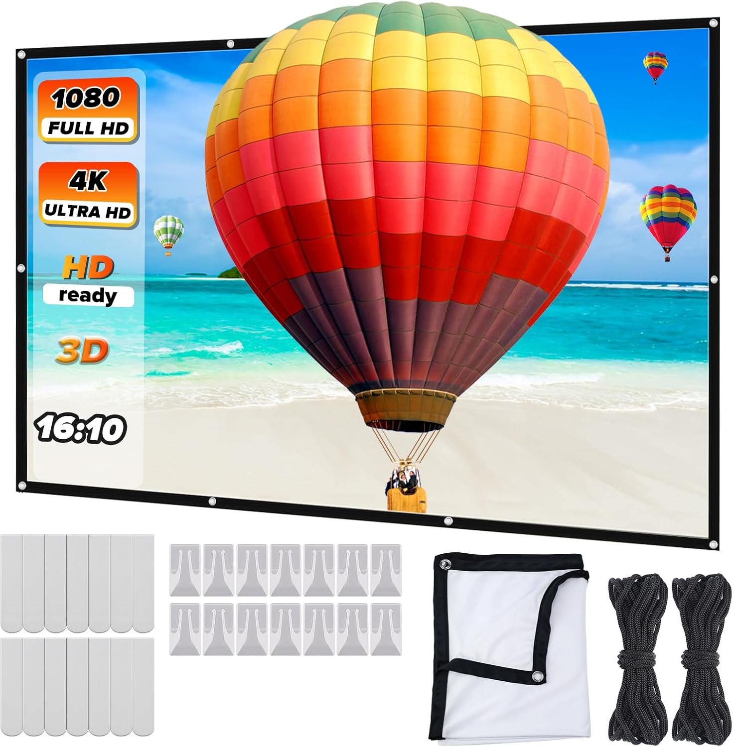 Beamer Leinwand 120 Zoll, 16:9 HD, Tragbare Faltbare Projektor Leinwand 275×156 cm, Doppelseitig für… Beamer Leinwand 120 Zoll, 16:9 HD, Tragbare Faltbare Projektor Leinwand 275×156 cm, Doppelseitig für…