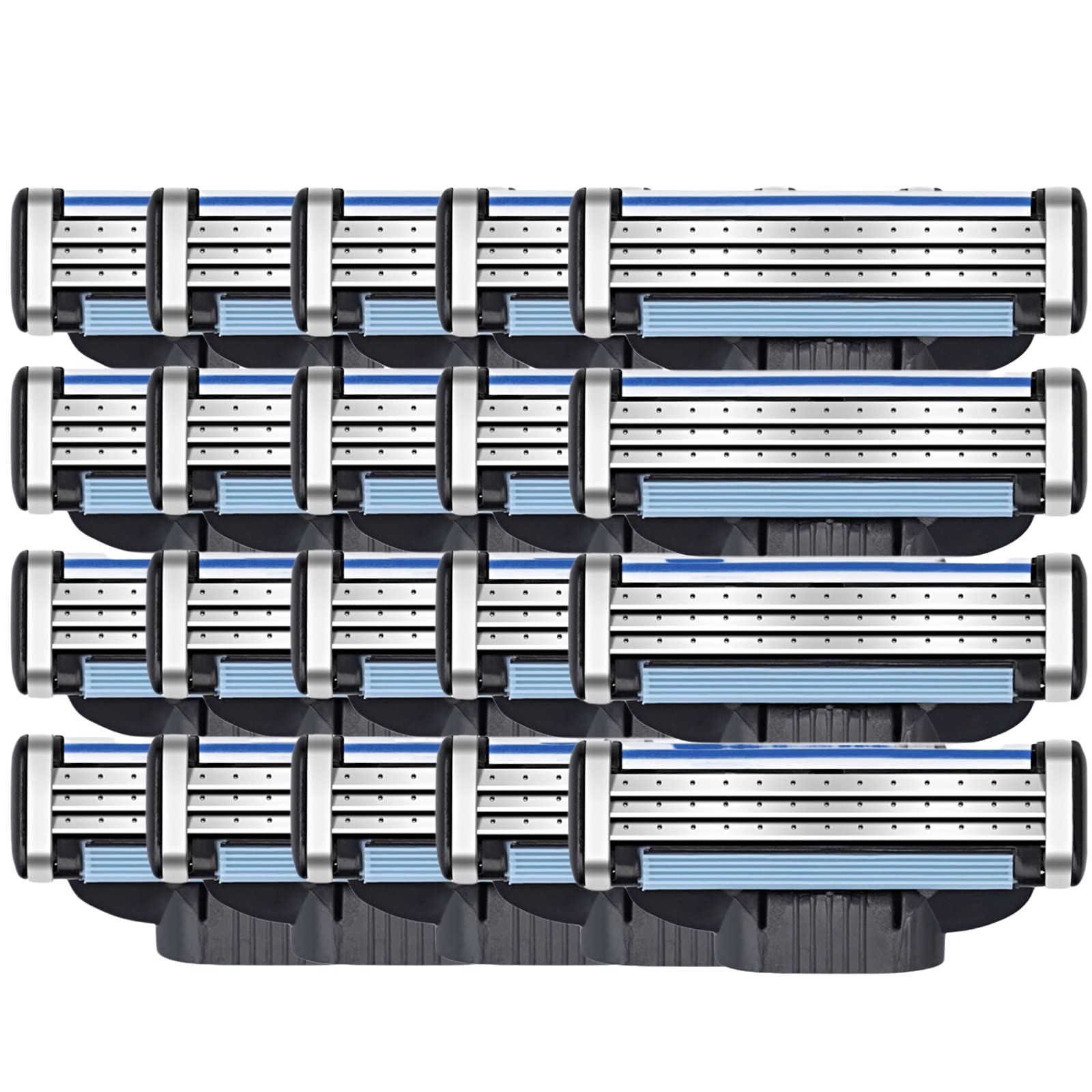 Razor Blades Refills, Manual Razor Blades Refills Men, Manual Razor Blades Replacement Blades, with Dual Lubrication - Precision Cut Stainless Steel Blades