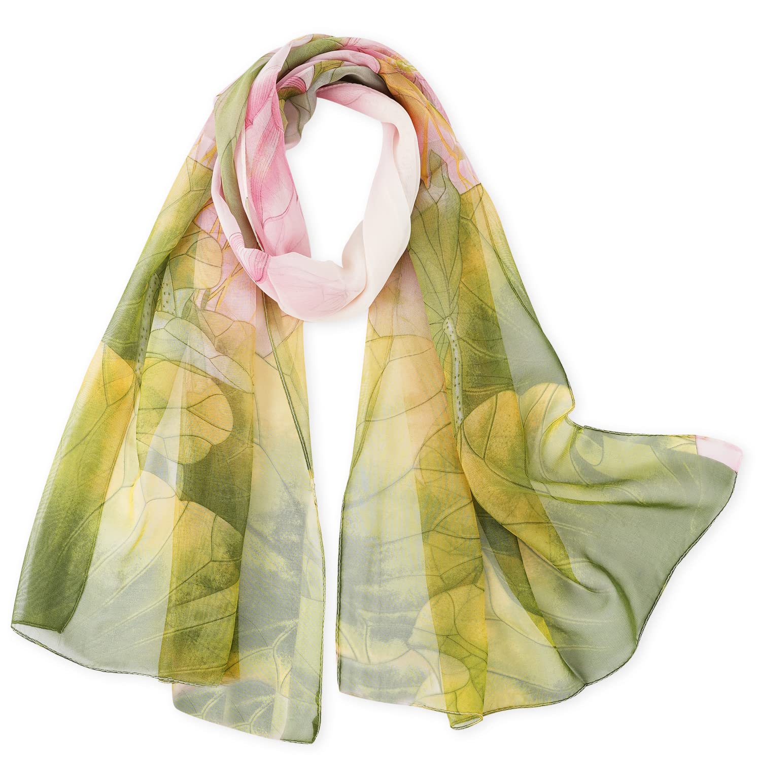 E-CloverHerebuy - Unique Women's Floral Scarves: Chiffon Flowers & Birds Printed Scarf