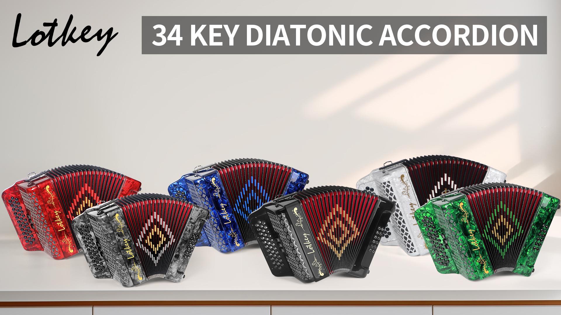 Amazon.com: Lotkey 34 Key Diatonic Accordion, 3412 Multi Tone
