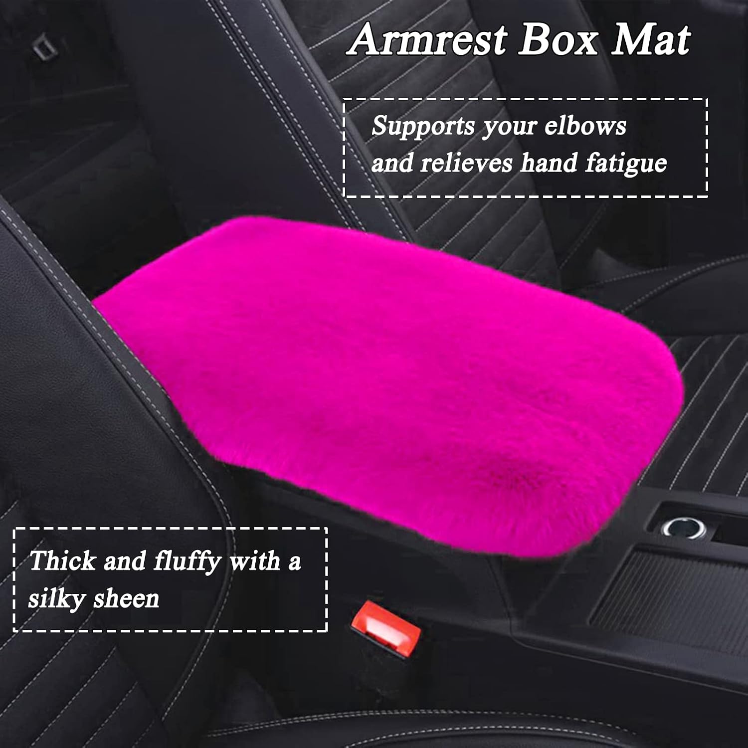 Fluffy Steering Wheel Cover for Women,LXPKKIG Faux Wool Steering Wheel Cover Cute Fluffy Car Accessories Set for Women Girls Universal Fit 15 inch Steering Wheel 1 Set 12 Pcs (Rose red)