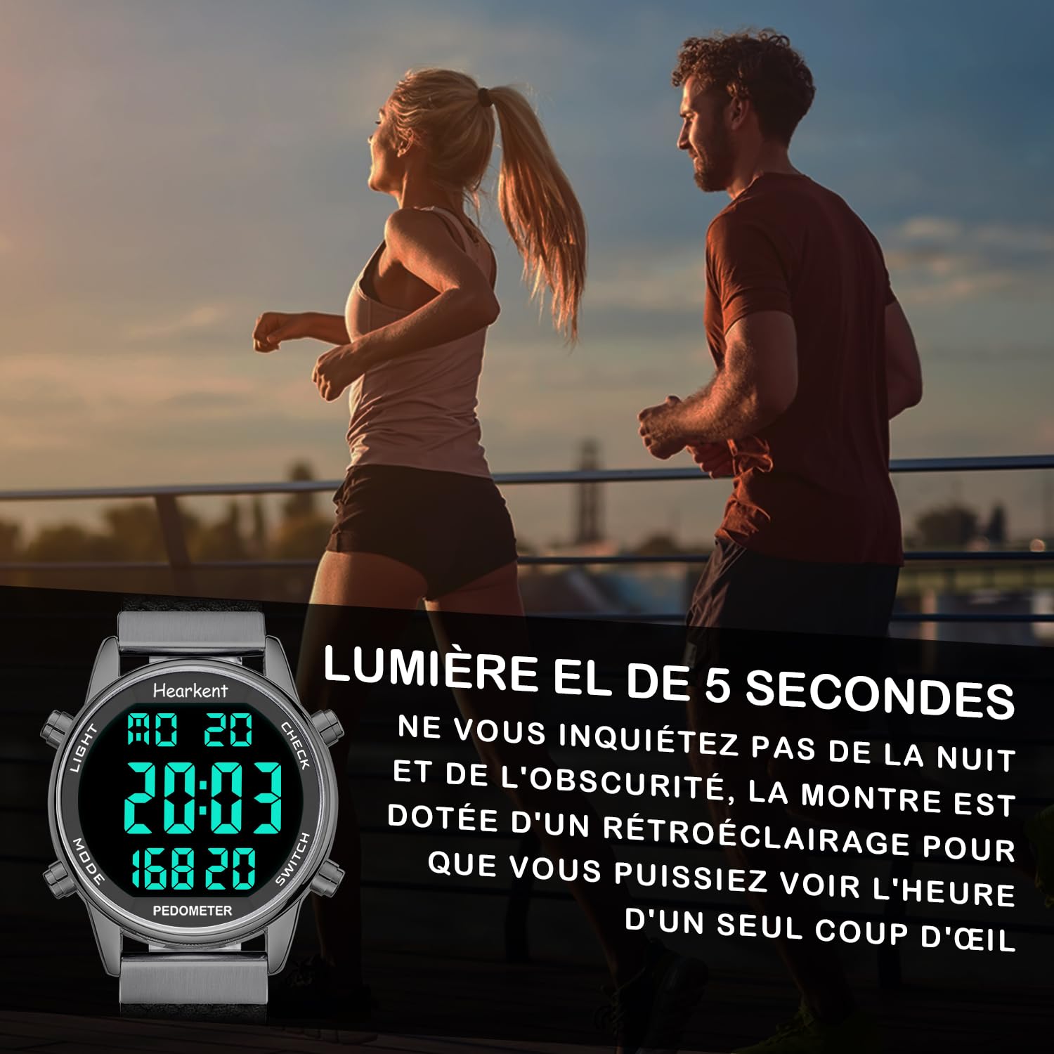 Montre podomètre Femme, Bracelet en Nylon Souple, sans Application ni Charge nécessaires, avec comptage de Pas, de Calories, de Distance, Horloge et rétroéclairage d'écran