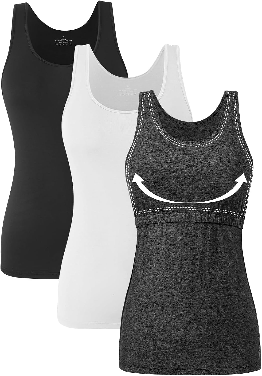 Knuffnee Cotton Tank Top for Women Undershirts Tank with Shelf Bra Cami Tanks Shirt