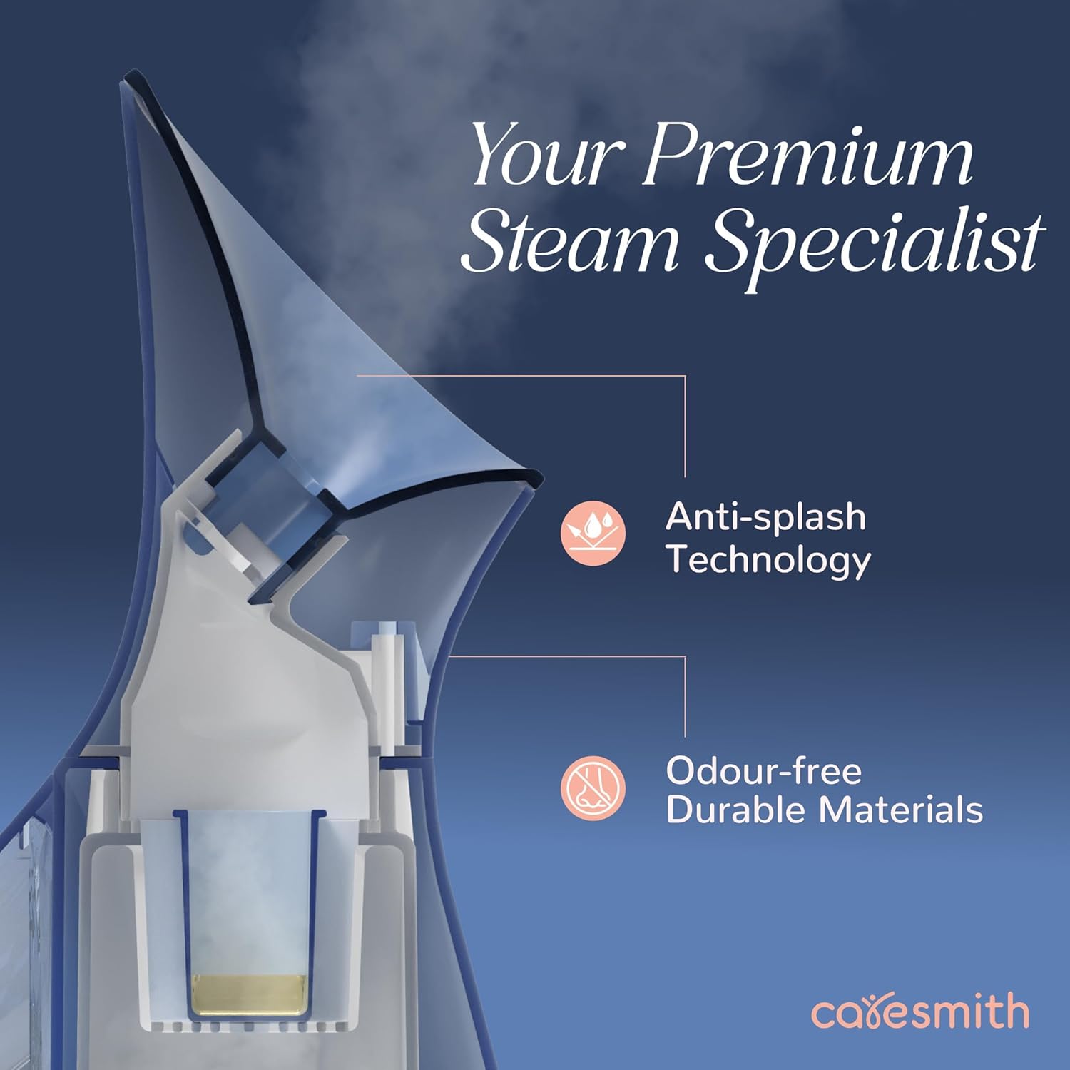 Caresmith 2 in 1 face steamer + Steamer for cold and cough | 16 minutes of natural steam with 170ml large tanks. Dedicated room for balm and oils. Vaperizer steamer with cough, cold and face. Anti-splash technology Caresmith 2 in 1 face steamer + Steamer for cold and cough | 16 minutes of natural steam with 170ml large tanks. Dedicated room for balm and oils. Vaperizer steamer with cough, cold and face. Anti-splash technology