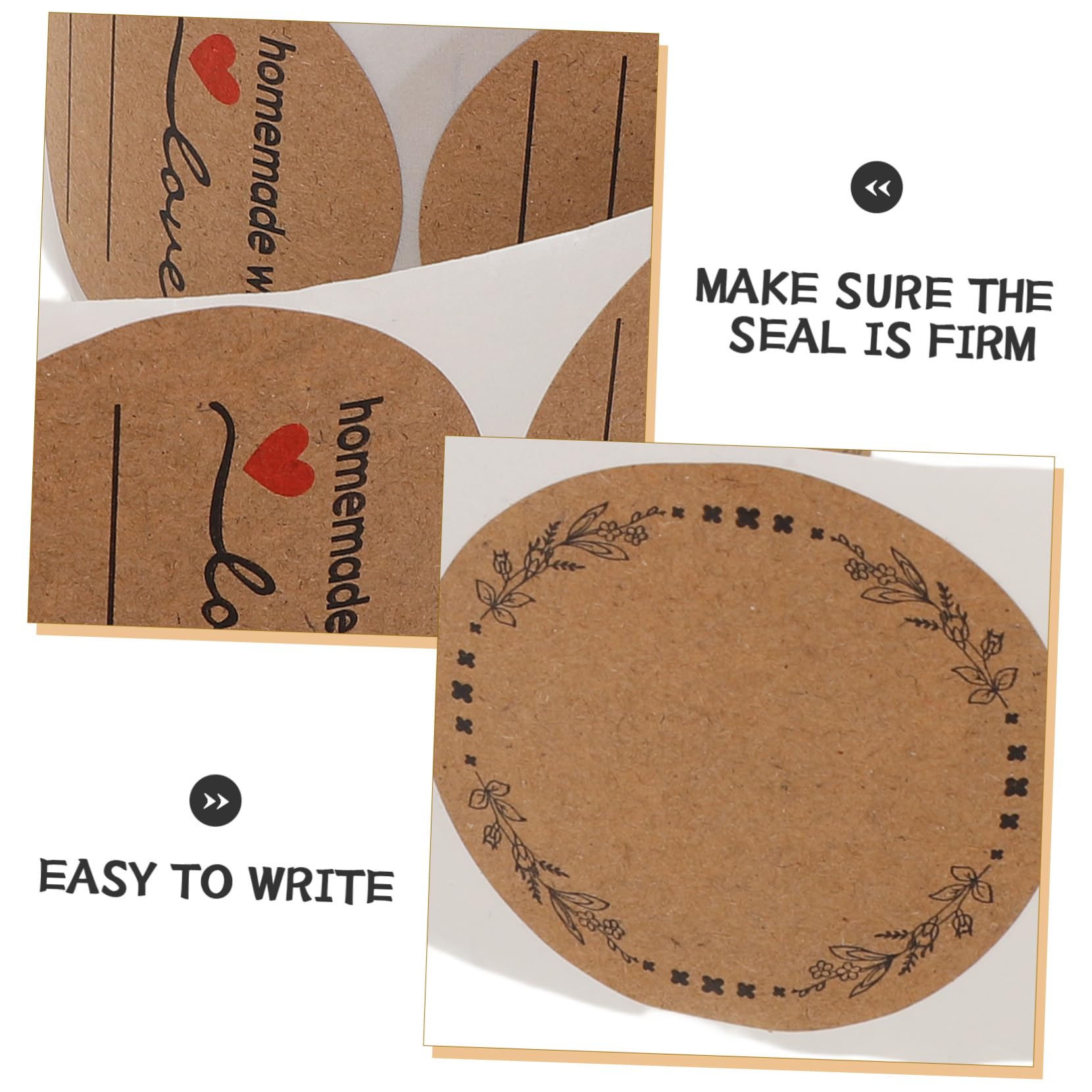 Etichette Circolari Autoadesive 3 Pezzi in Carta Kraft | Superficie Scrivibile, Blank Versatili, Uso per Spedizioni e Favor Wrapping, Colore Khaki