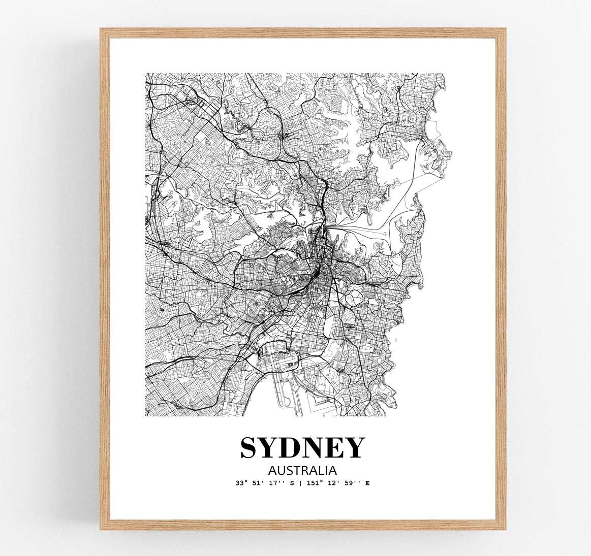 Eleville 8X10 Unframed Sydney Australia City View Abstract Road Modern Map Art Print Poster Wall Office Home Decor Minimalist Line Art Hometown Housewarming wgn503