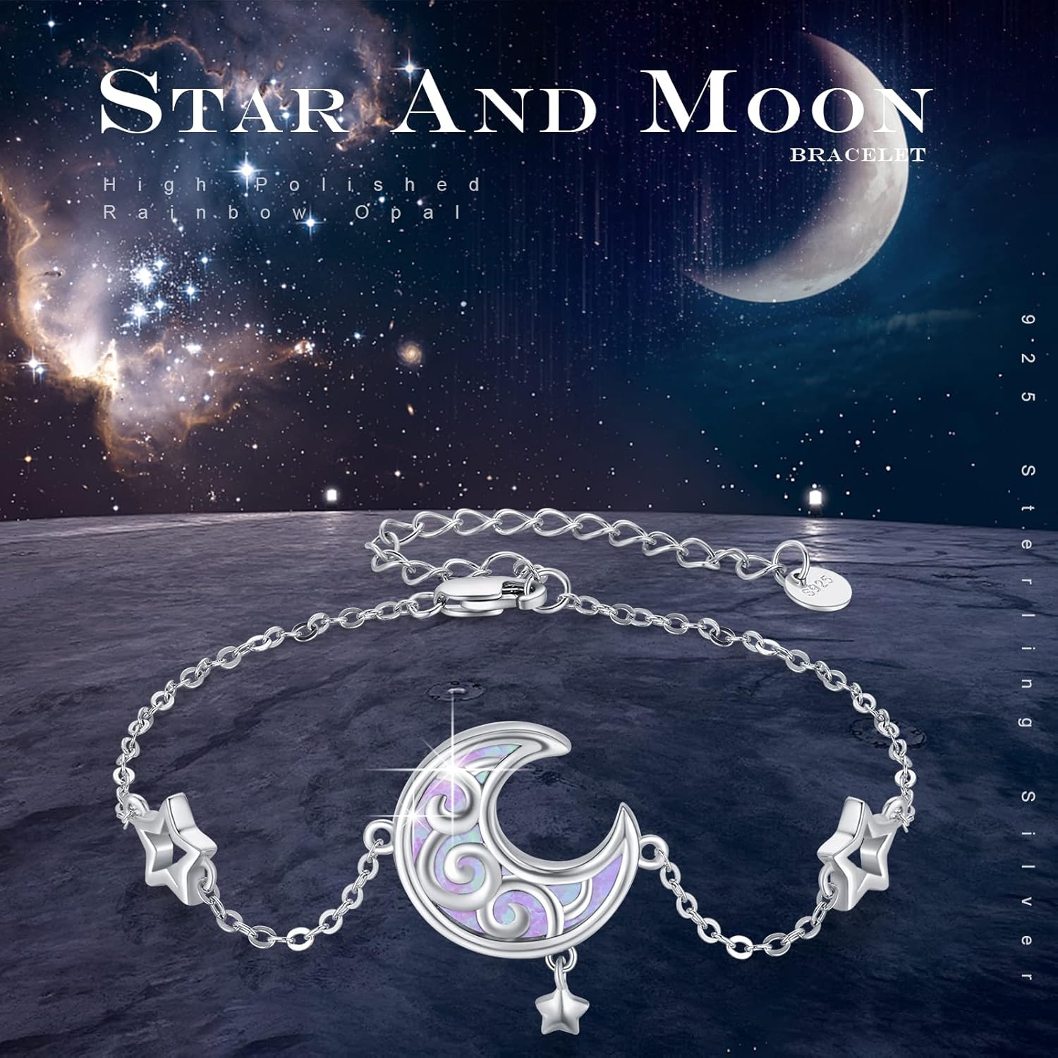 CUOKA MIRACLE Moon Bracelet for Women 925 Sterling Silver Moon Phase Bracelet Moonstone Adjustable Bracelet Hypoallergenic Jewelry Gift for Girl Friends Daughter Mom - Image 6