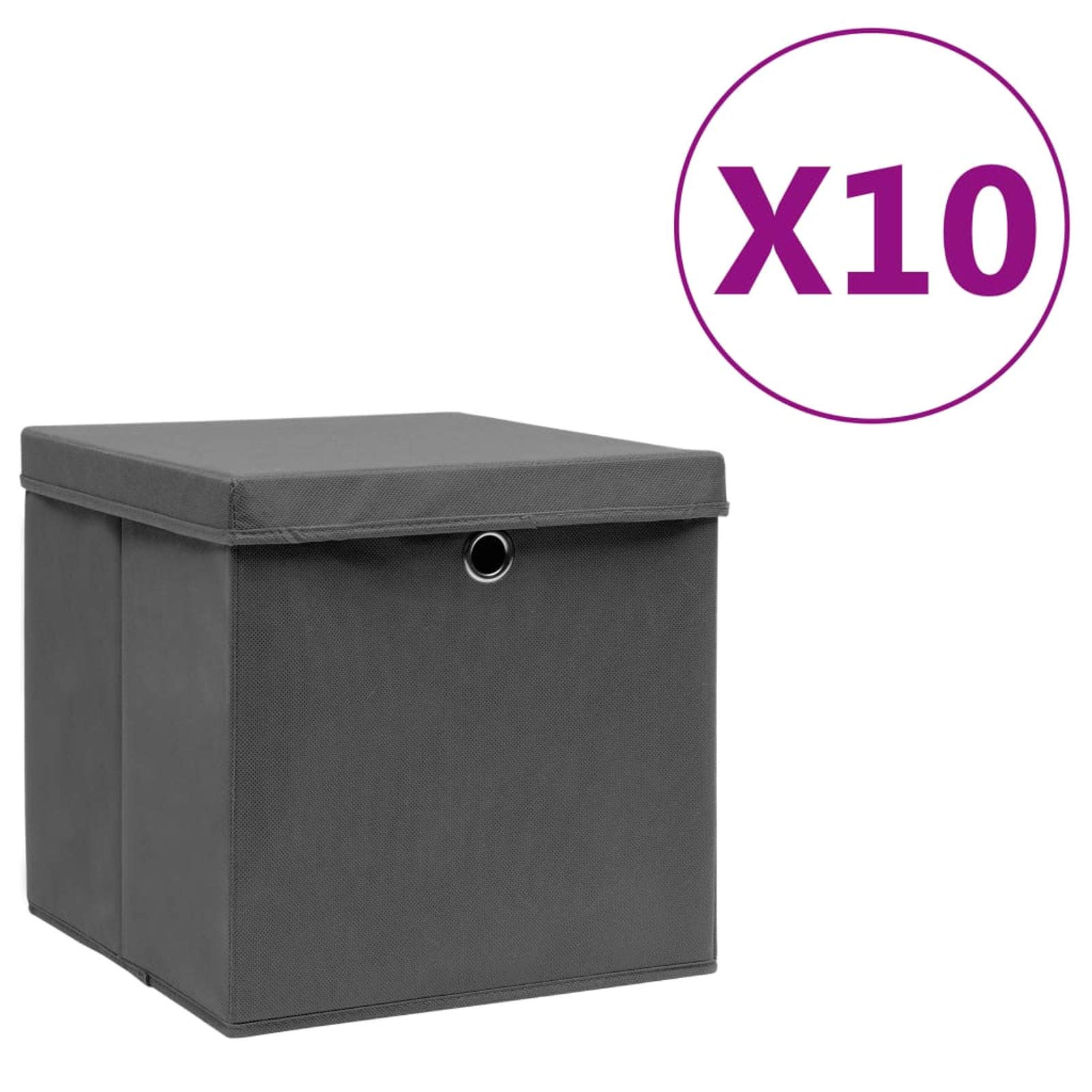 Aufbewahrungsboxen mit Deckeln 10 STK Spielzeugkiste, Aufbewahrungskiste, Kleideraufbewahrung, Kleideraufbewahrung & Organisation, 28x28x28 cm Grau