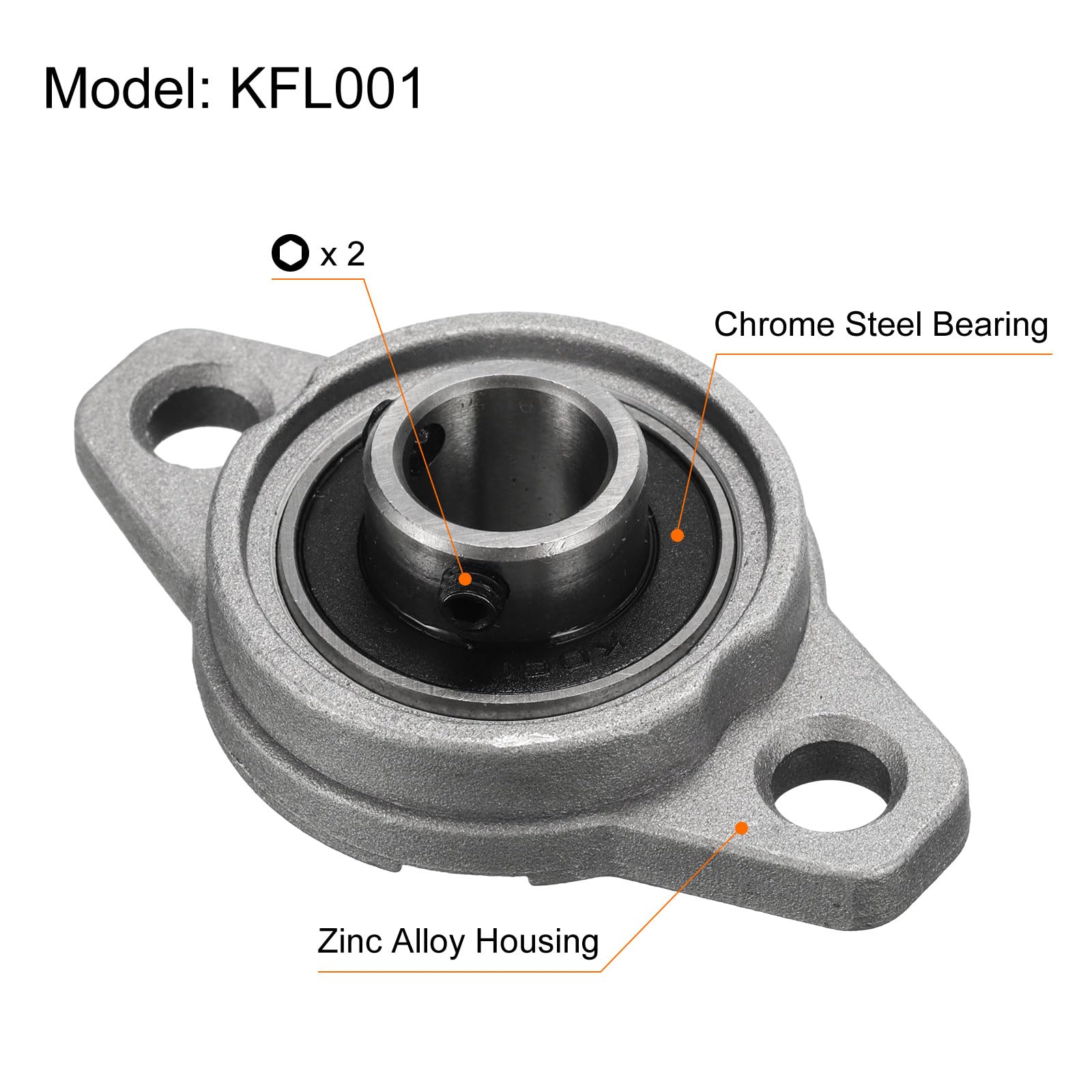4 Roulements à Flasque Auto-alignants FIPUX KFL001 - Alésage 12mm - Zinc Alliage