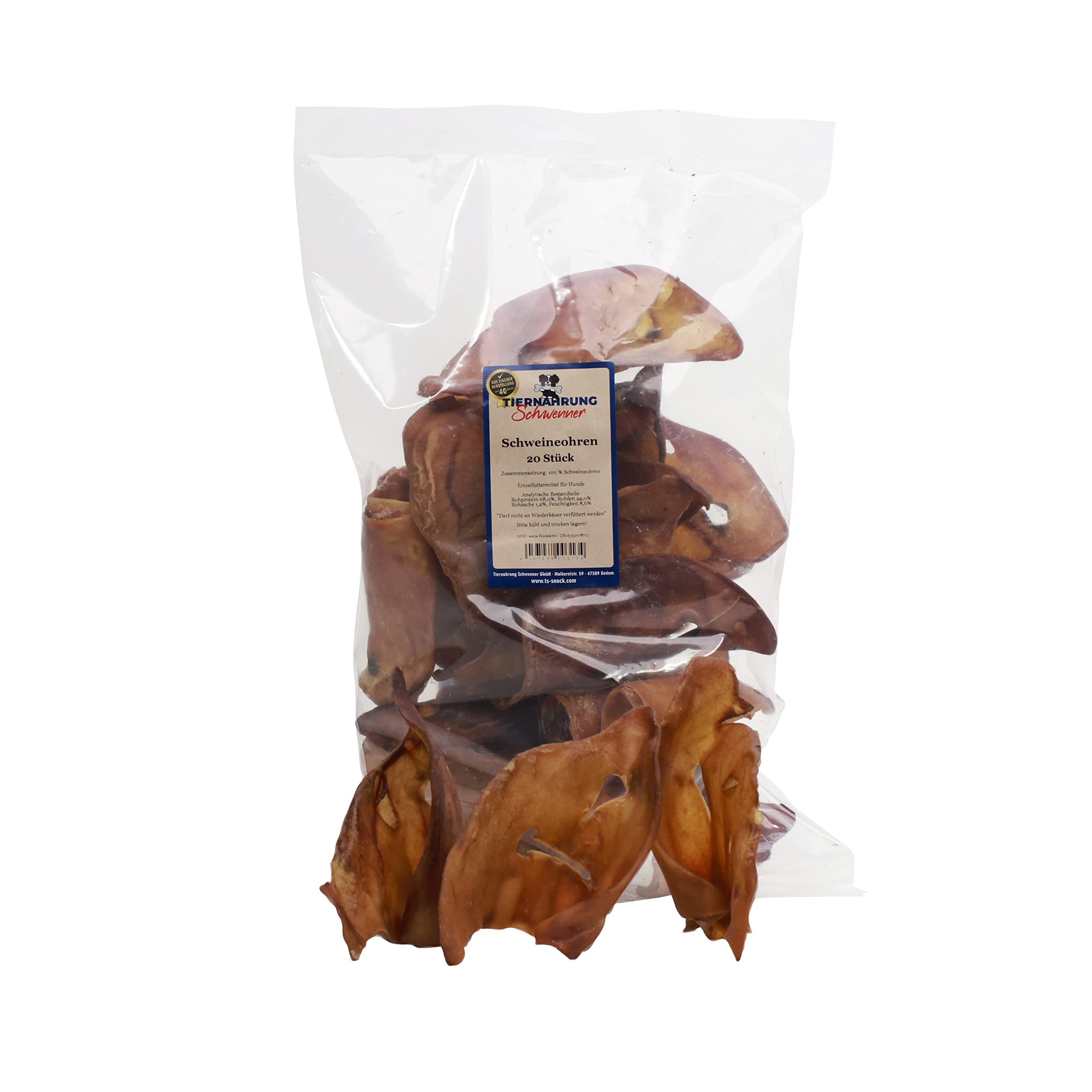 Friandises pour chien oreilles de porc séchées dentition forte et propre