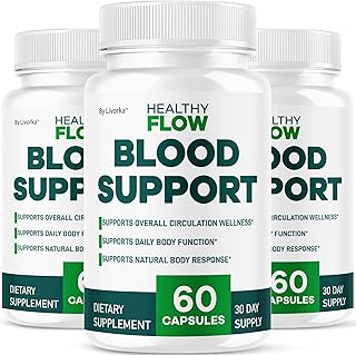 (3 Pack) Healthy Flow Blood Support - HealthyFlow Support Supplement Capsules Daily Premium Advanced Formula Pills - Maximum Strength, Vitamins for Overall Health & Wellness, 180 Capsules for 3 Months