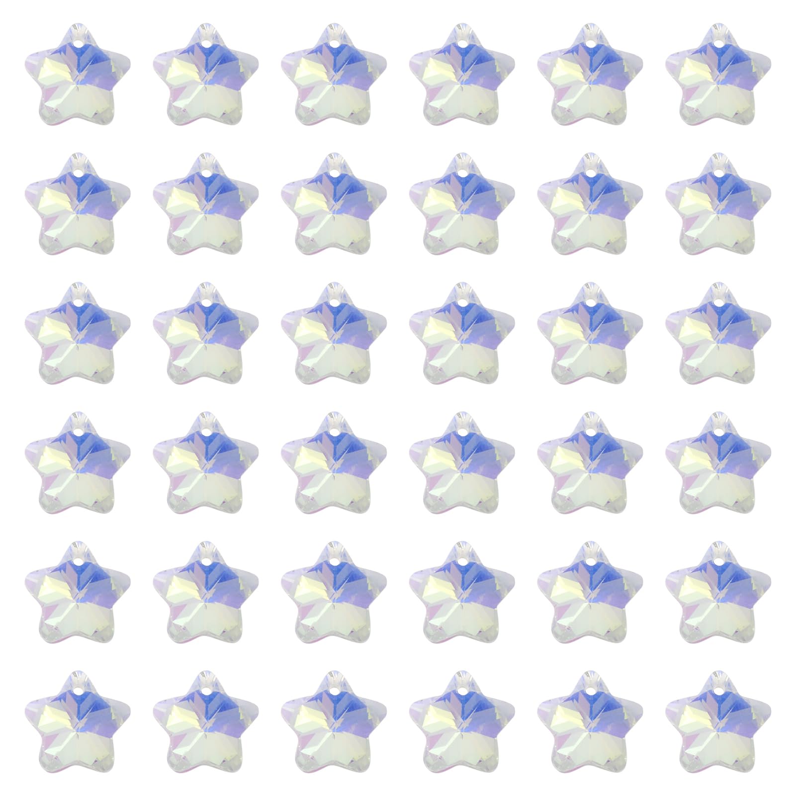 100Pcs Tiny Crystal AB Color Glass Faceted Star Charms 13x7mm for DIY Jewelry Craft Making