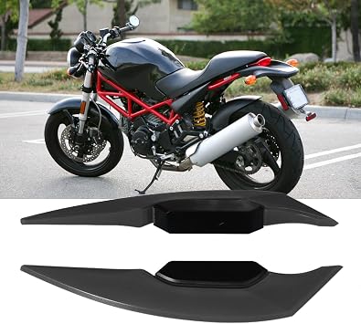 Motorcycle Winglet,1 Pair Motorcycle Side Winglet Aerodynamic Wing Spoiler Universal for Motorbike Electric Bikes (Black)