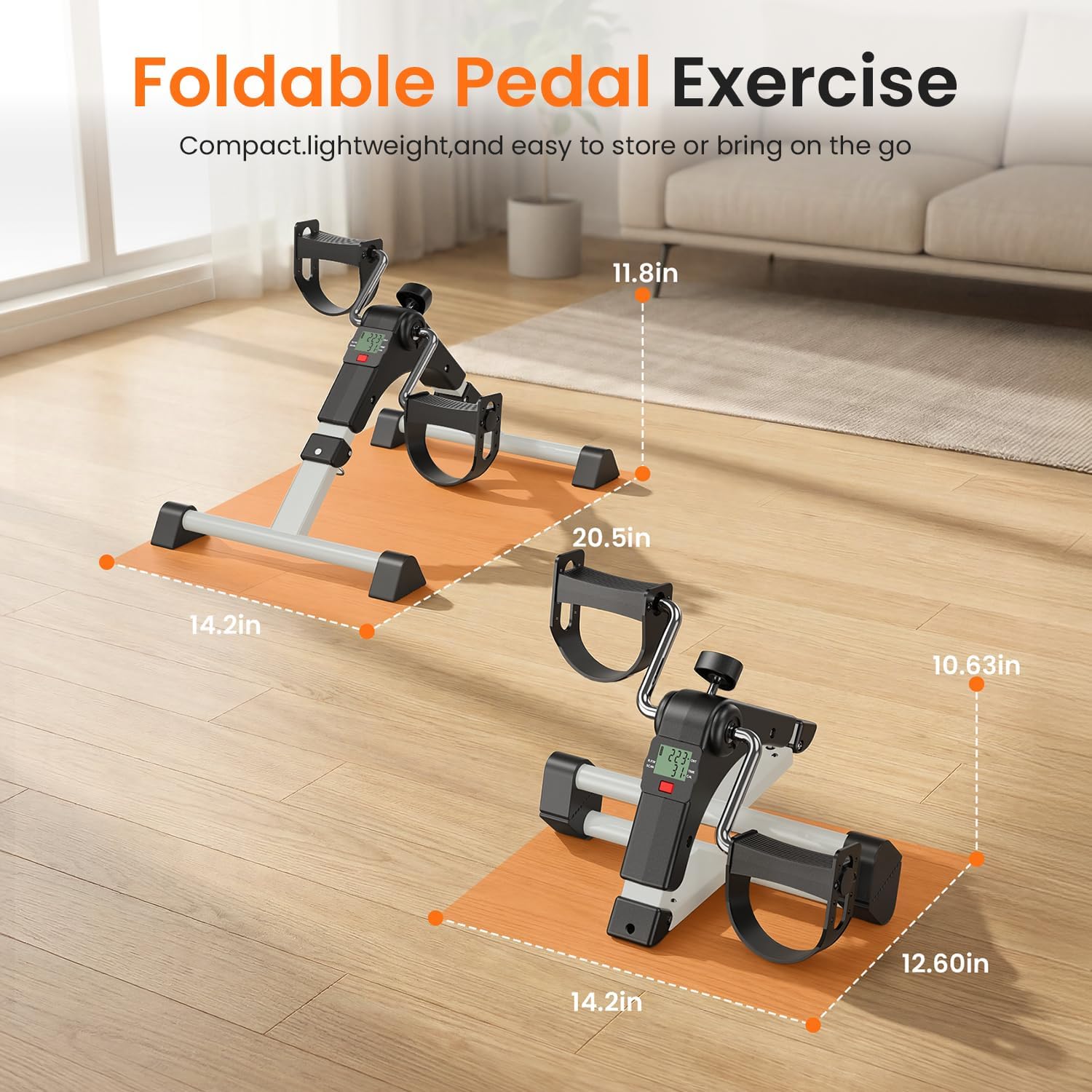 OWLSKY Under Desk Bike Pedal Exerciser Mini Bike for Leg/Arm Bike Foldable Peddler with LCD Display for Home