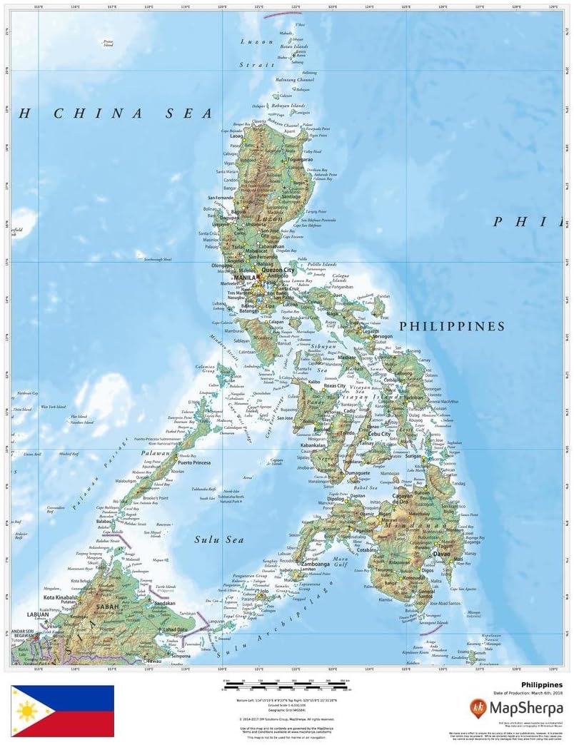 Philippines - 17" x 22" Laminated Wall Map