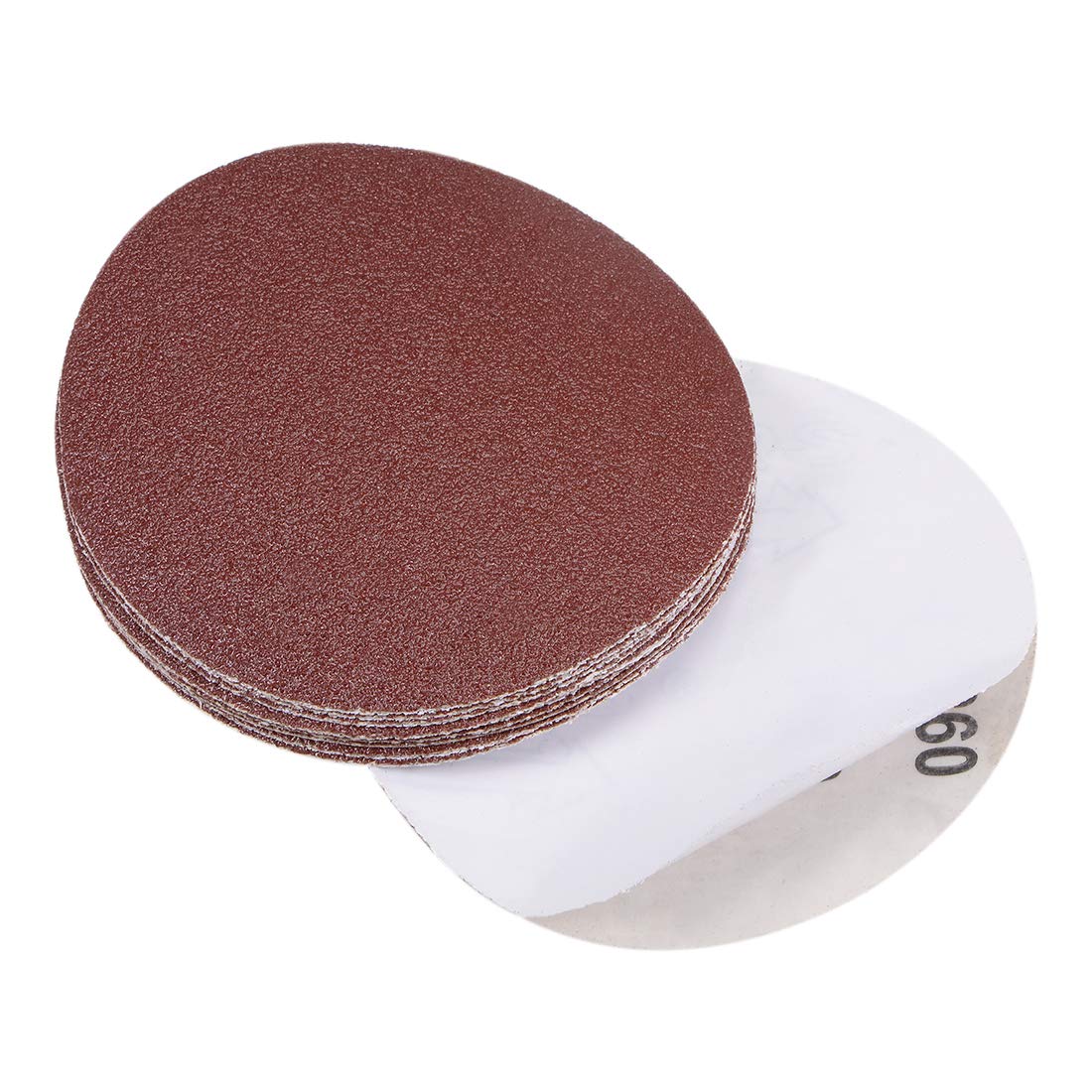 sourcing map 5-Inch PSA Sanding Disc Aluminum Oxide Adhesive Back Sandpaper 60 Grit 10 Pcs โ image 1