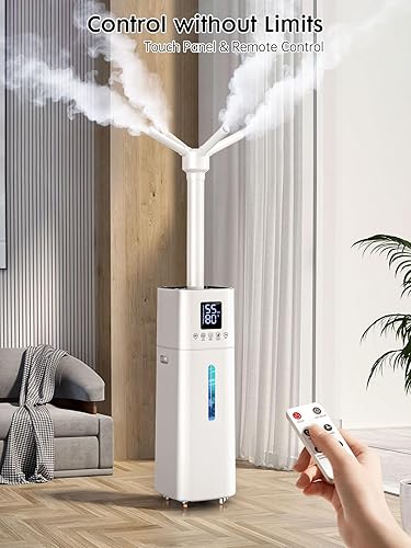 Miniatura 6 de Humidificador de 15L4 galones para habitación grande, niebla de 20.3 fl ozh, cobertura de 1200 ft, control de humedad automático, tiempo de