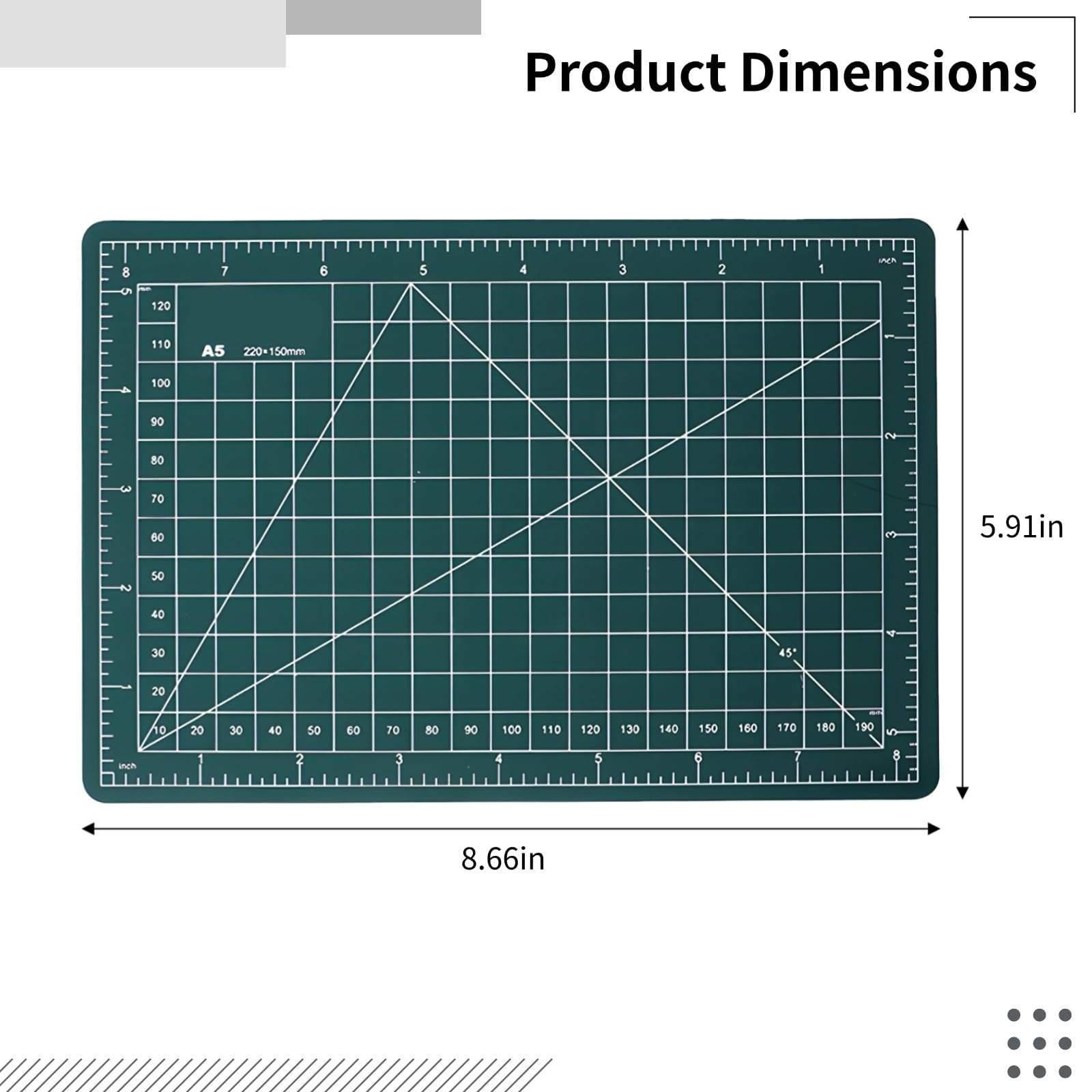 Juego de 4 alfombrillas de corte autorreparables A5, tablas de manualidades de rejilla de una sola cara de 8.7 x 5.9 pulgadas, alfombrillas de PVC antideslizantes para acolchar, costura, álbumes de
