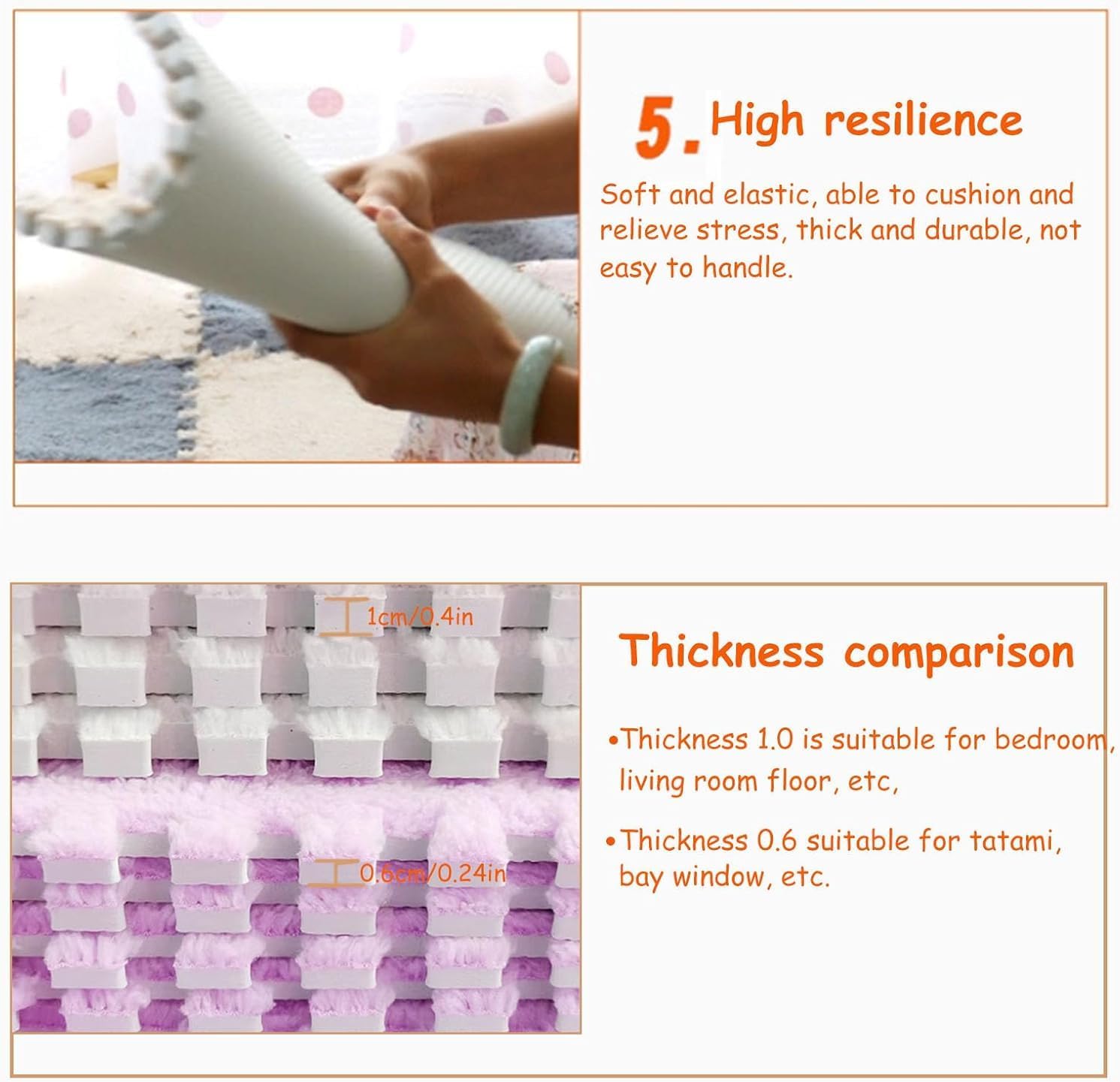 プラッシュパズルカーペット スクエア 20枚 12x12インチ インターロッキングフォームフロアマット ふわふわエリアラグ 厚さ10