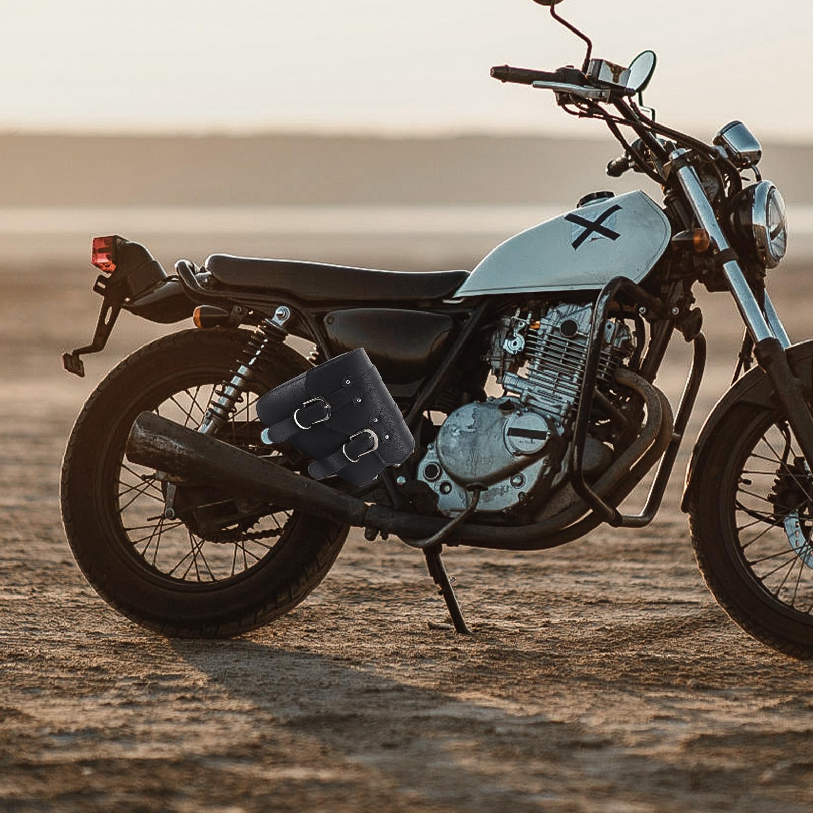 OSALADI Borsa Laterale Moto in Pelle Sintetica Nera, Pratica