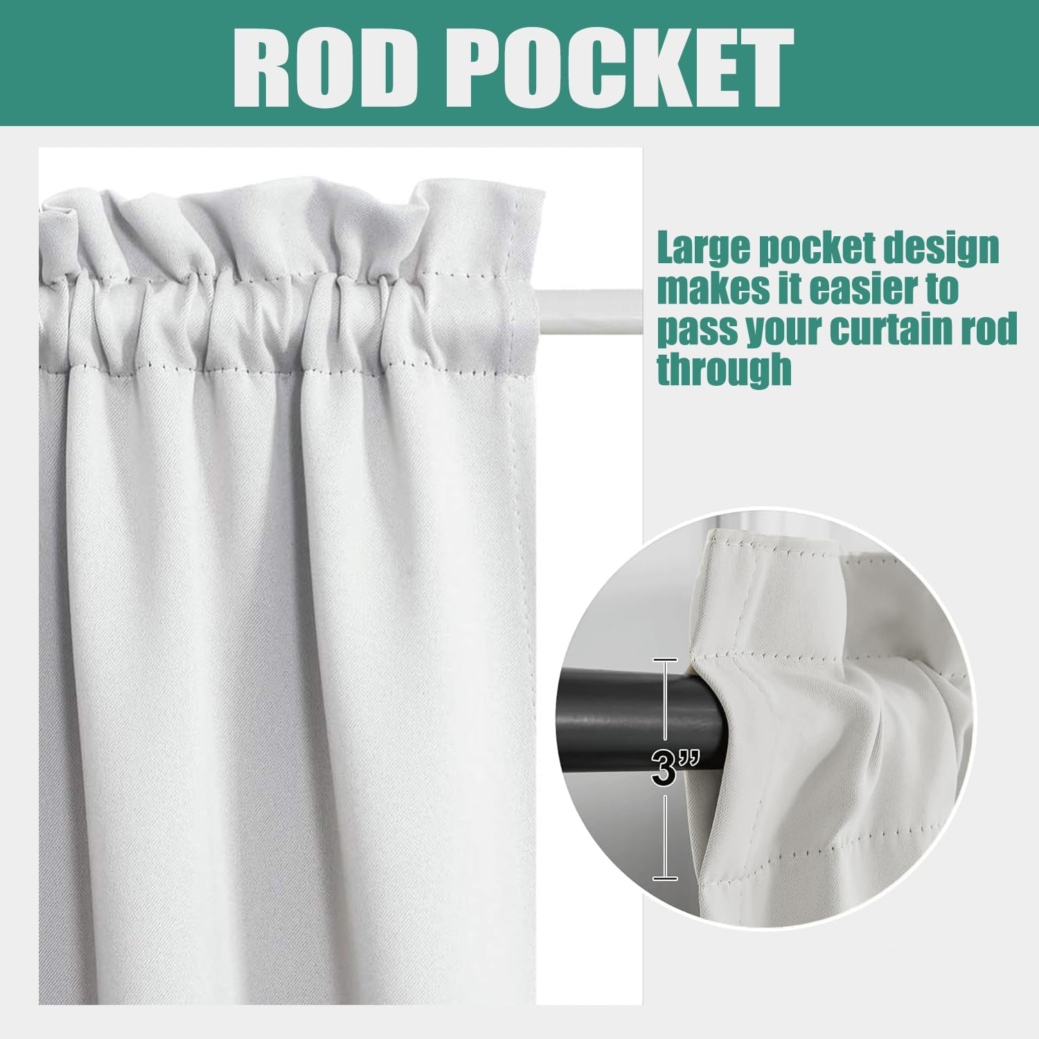 French Door Curtains Privacy Blackout French Door Rod Pocket Drapes for Glass Door Home Office,Sidelight Curtain Tie up Shade,Easy Installed Greyish White,12"x36"1 Panel