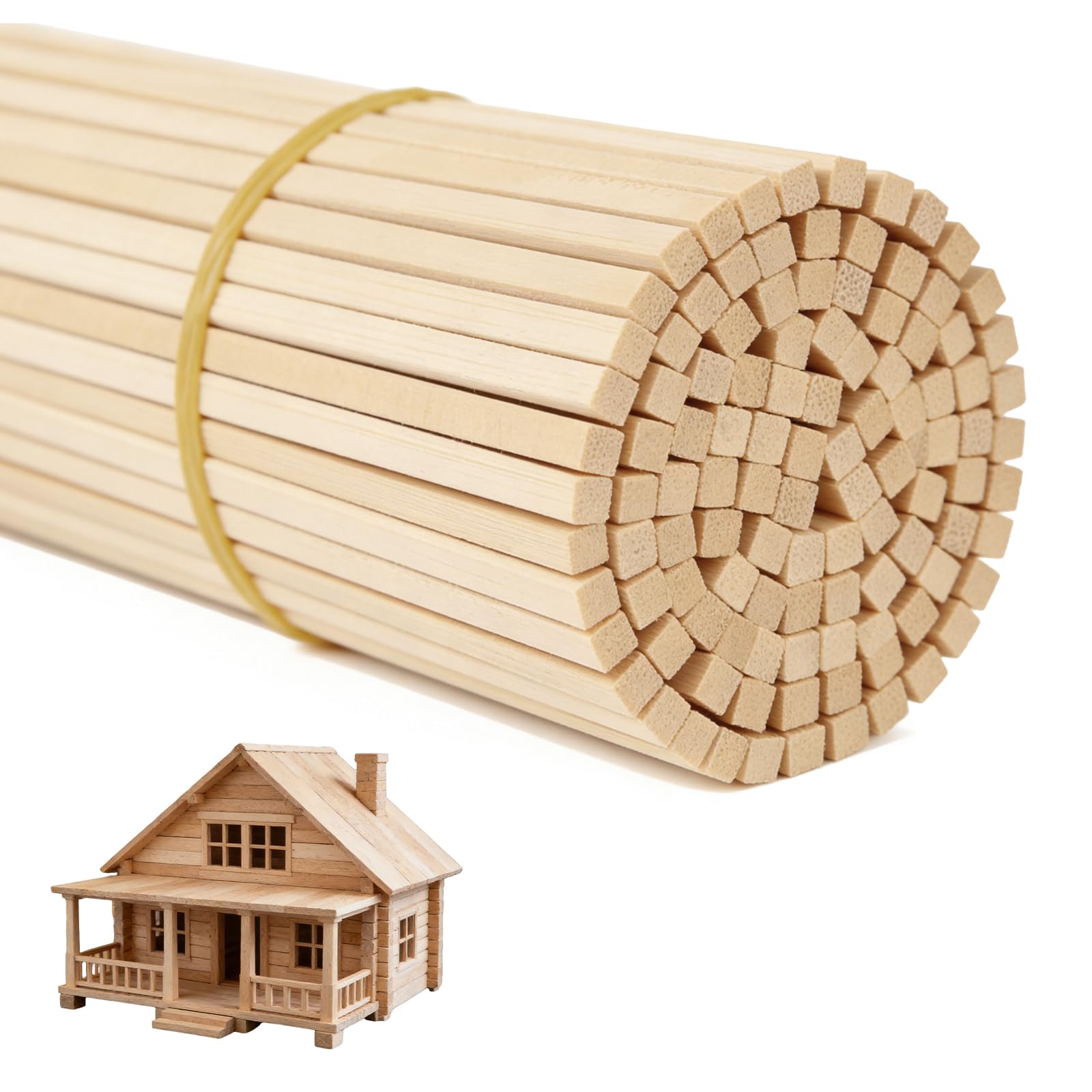 Soomuct 150PCS Wooden Sticks, Wooden Dowels, 5 x 5 x 300 mm Square Wooden‘s Sticks for Craft, Suitable for Handicrafts, DIY Projects, and Repairs.