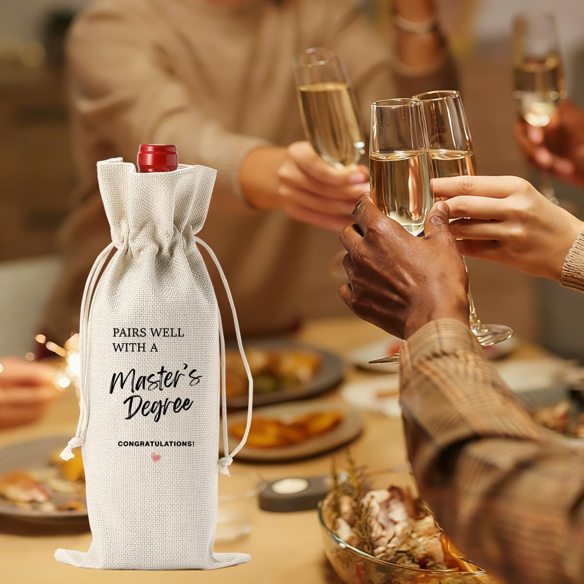 Master's Degree Gifts Wine Bag, Graduation Gift for College Doctorate Party image 4