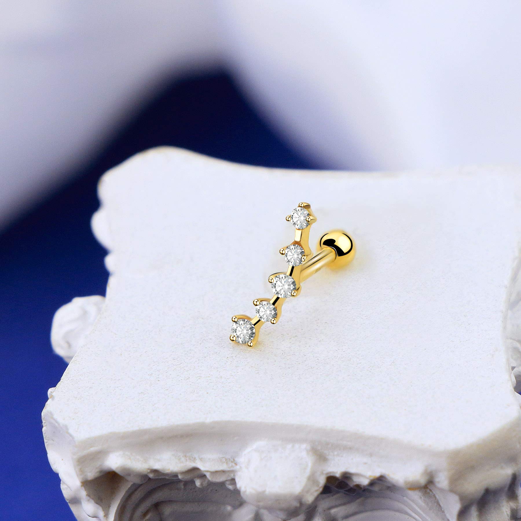 OUFER Orecchini placcati oro per cartilagine 16G a croce/stella AAA+ CZ Forward Helix Piercing Ear Conch Piercing Superiore Trago Orecchini Gioielli Donne Ragazze Regalo