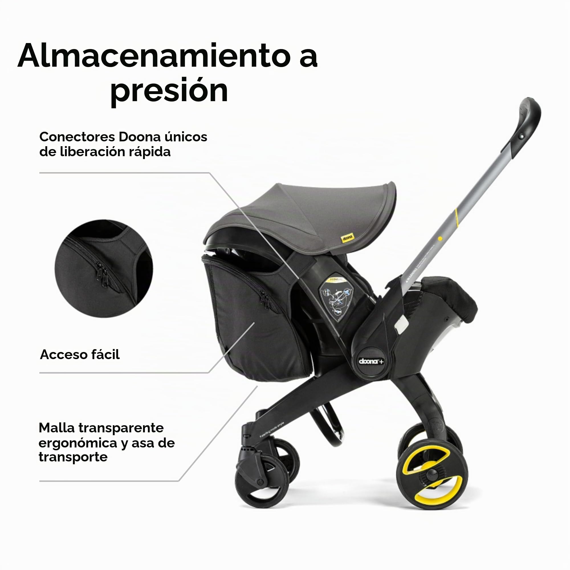 Simple Parenting - Bolsa acoplada para Coche Doona Snap On negro