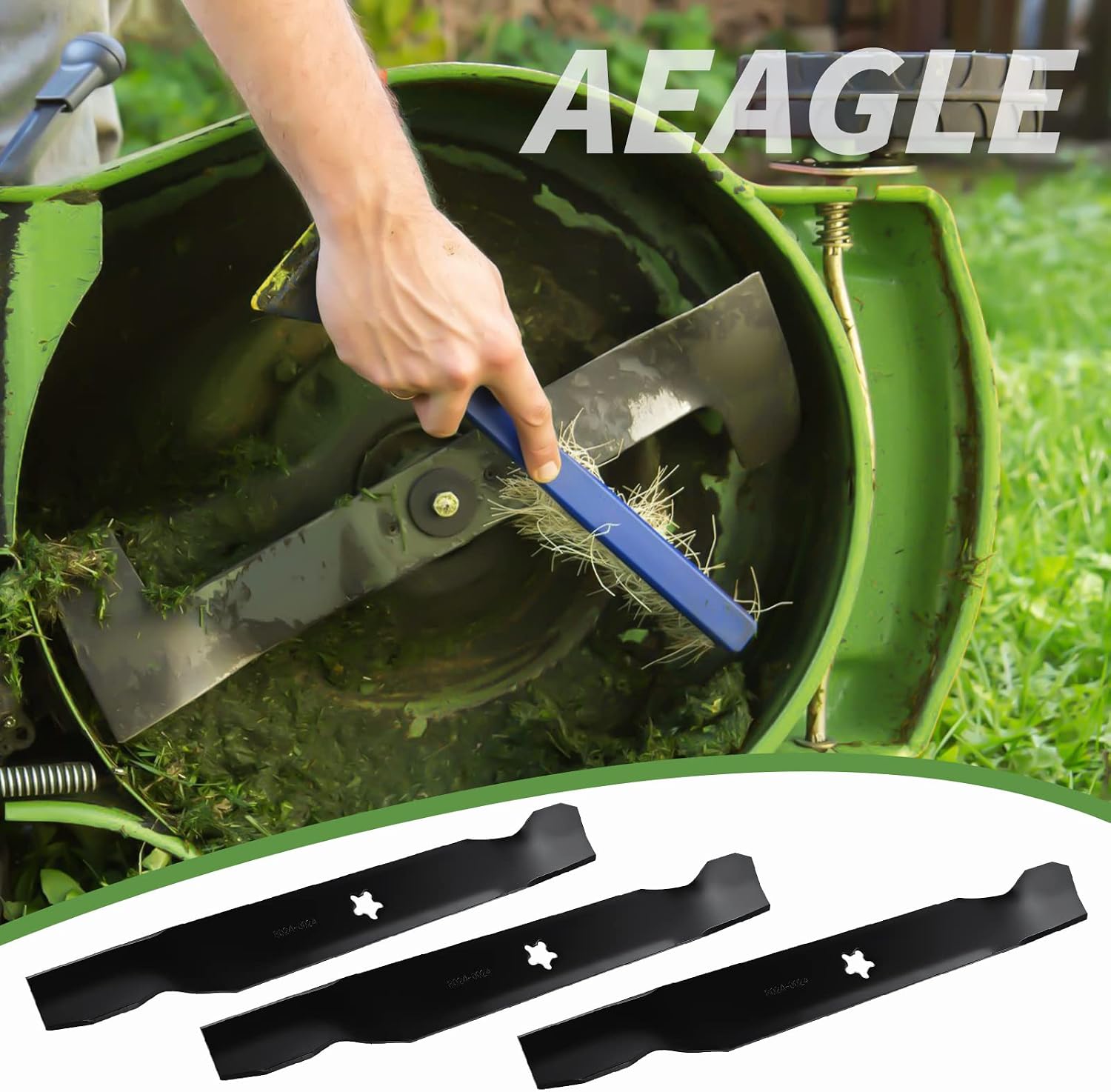 Aeagle 532137380 137380 50'' High Lift Mower Blades for Husqvarna Poulan Craftsman AYP GT200 GTH220 GTH2350 PP20H50J 50 inch Deck Lawn Tractor Replace 156468, 3 Pack (Black)