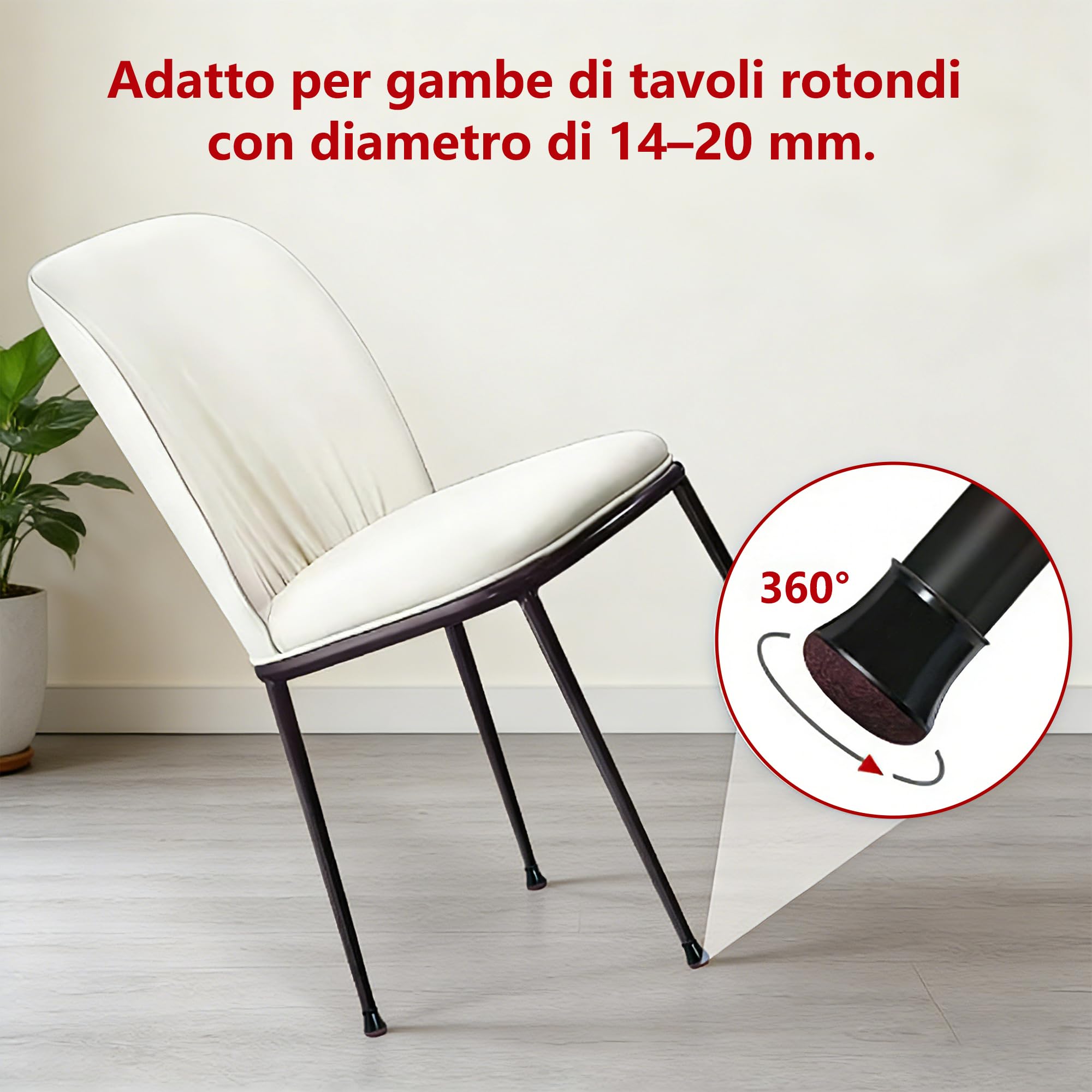 Xahpower 24 Pezzi Gommini per Sedie Rotondi, Copri Piedini Sedie in Silicone, Protezioni per Gambe di Sedie in Nero, Proteggi il Pavimento e Riduci il Rumore (Adatto per: 14-20mm)