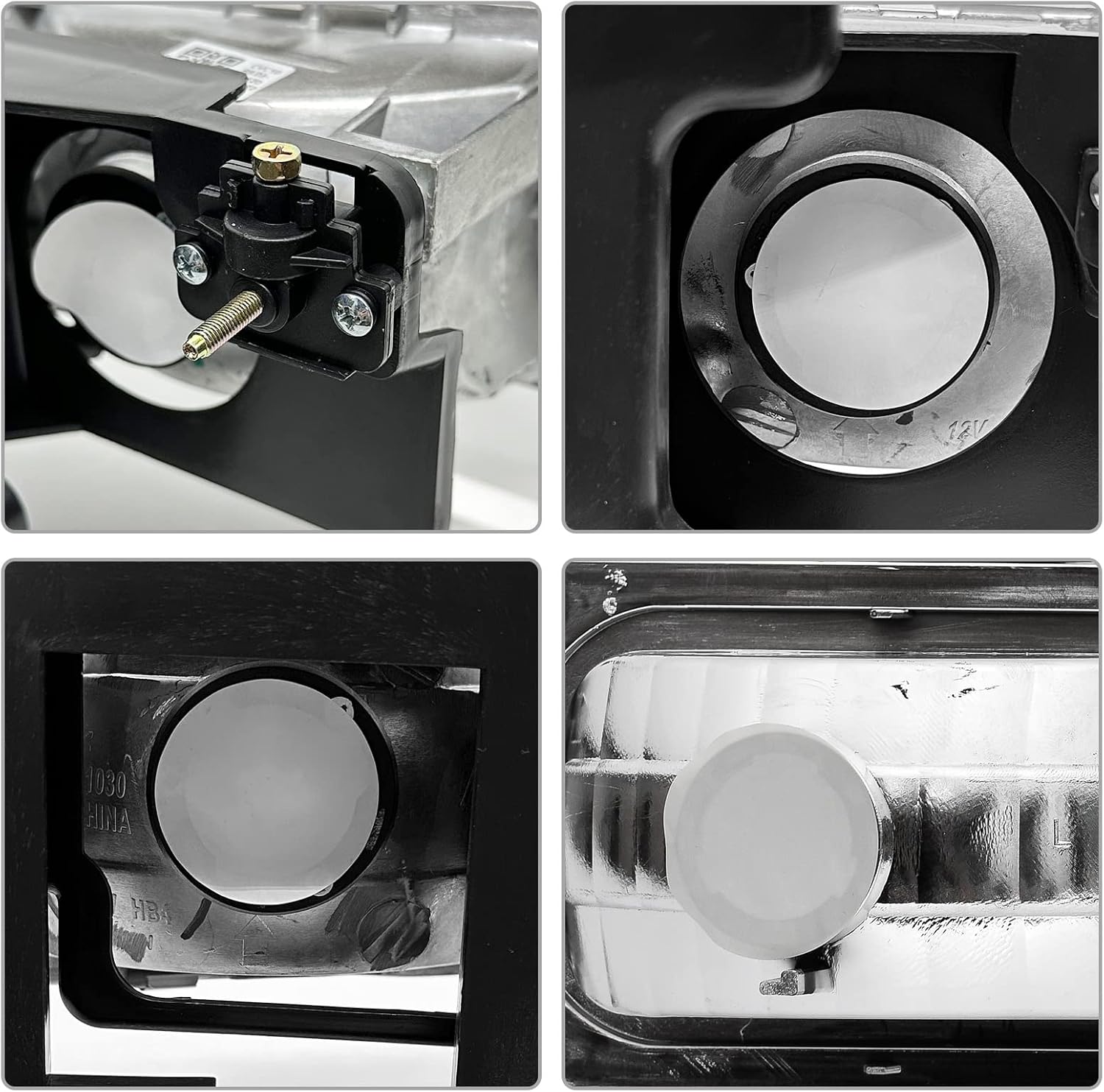 Headlight Assembly for 1994-1998 Chevy Silverado/Suburban/Tahoe / C10 Pickup/C/K 1500 2500 3500 Truck Chrome Housing with Amber Reflector Headlamp Replacement Left and Right