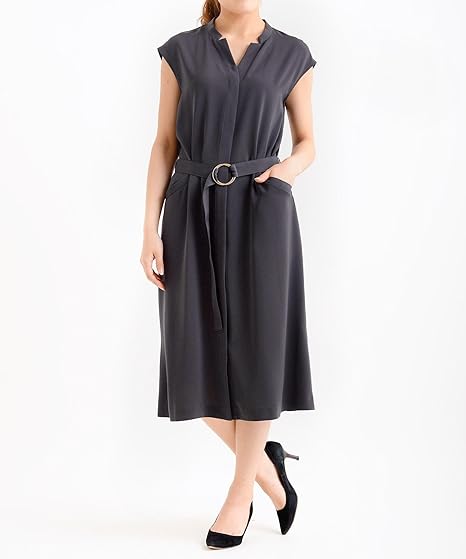 Amazon Co Jp ルクールブラン Le Coeur Blanc スキッパーフレンチシャツワンピース ３８ D グレー 服 ファッション小物