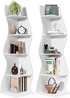 Vista 20 de LITTLE TREE Estantería esquinera de 70 pulgadas, estantería de exhibición Etagere con forma de algas marinas, estantes de pared independientes de 5